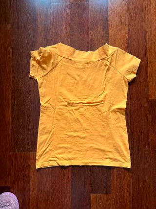 Top Zara Naranja Talla L Cuello Barco Mujer