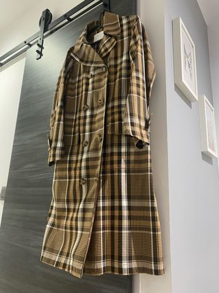 Gabardina Zara Cuadros Marrón Multicolor