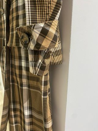 Gabardina Zara Cuadros Marrón Multicolor