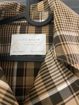 Gabardina Zara Cuadros Marrón Multicolor