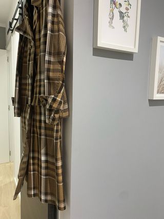 Gabardina Zara Cuadros Marrón Multicolor