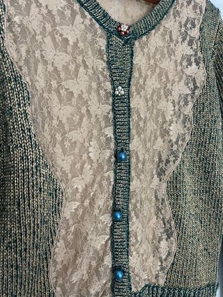 Cárdigan Morgana Beige y Verde Talla XS