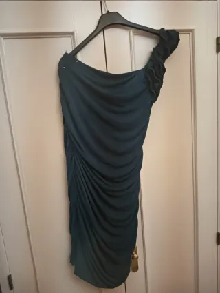 Vestido fiesta verde azulado