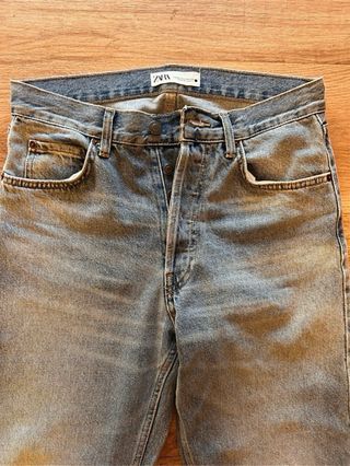 Zara Vaqueros Rectos Azul Claro