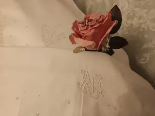 Juego sábanas antiguas bordadas 1900