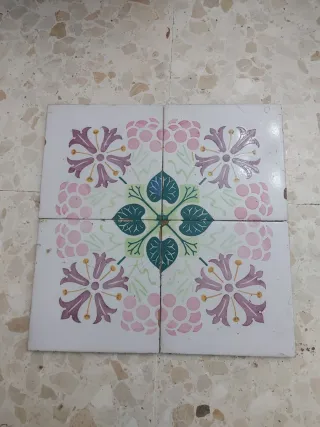 4 Azulejos Antiguos Pintados a Mano Sevilla