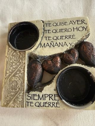 Portacandele in pietra con frase