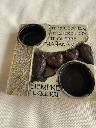 Portacandele in pietra con frase