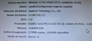 PC i3 8º 3.600GHZ X 4-16GB RAM-SSD-HDD-GTX1060-W11