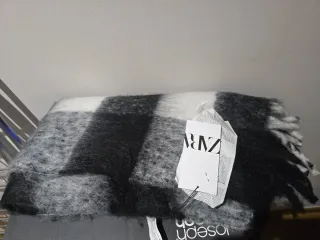 Bufanda grande cuadros blanco y negro