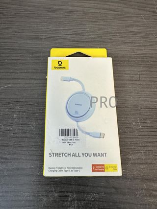 Cavo USB C Baseus, 100 W, PD 5 A, QC 4.0, mini, retrattile, cavo di ricarica rapida USB C a USB C, cavo di ricarica USB C 4 livelli per iPhone 15, Samsung iPad, facile da riporre