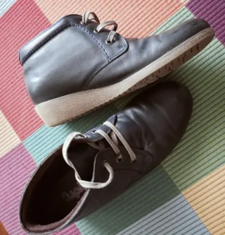 Botines de piel azul marino