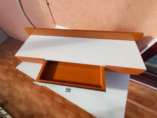 Mueble auxiliar recibidor madera y cristal