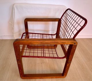 Silla Sälen Madera y Metal Roja Ikea Vintage