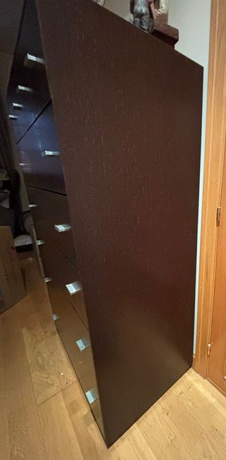 Cómoda 6 cajones madera oscura