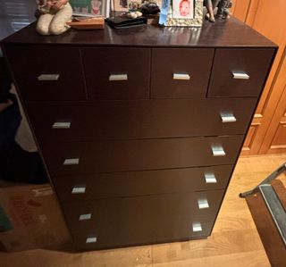 Cómoda 6 cajones madera oscura