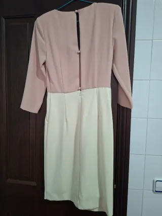Vestido Matilde Cano Talla S/36 Beige y Rosa.
