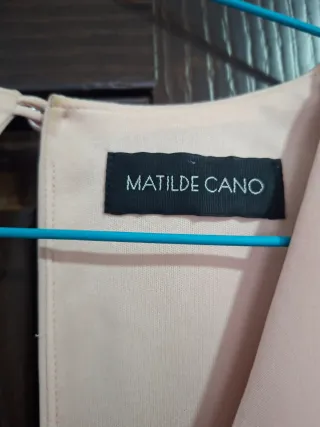 Vestido Matilde Cano Talla S/36 Beige y Rosa.