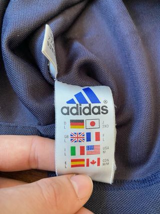 Polo Adidas Vintage Manga Larga Azul