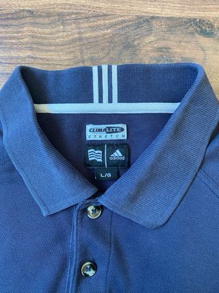 Polo Adidas Vintage Manga Larga Azul