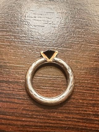 Anillo Jud Joies Corazón Negro Plata