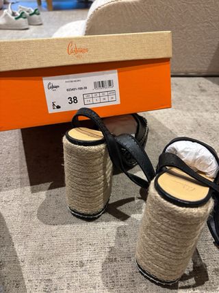 Sandalias Castañer Cuña Esparto Negro