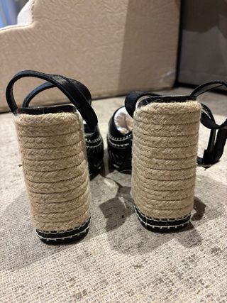 Sandalias Castañer Cuña Esparto Negro