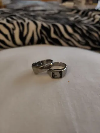 Anillos H&M Mármol Plata y Blanco