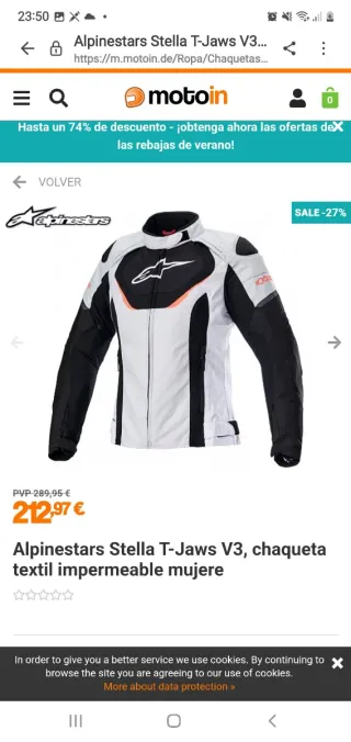 Chaqueta Alpinestars Stella T-Jaws V3 Talla s