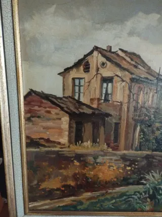 Antiguo cuadro paisaje urbano.