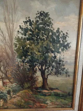 Antiguo cuadro paisaje urbano.