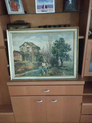 Antiguo cuadro paisaje urbano.