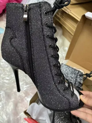 Botas de baile tacón alto plateadas