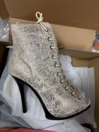 Botas de baile tacón alto plateadas