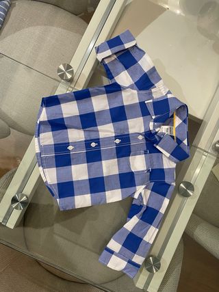 Camisa Carter's cuadros azul y blanco 9 meses