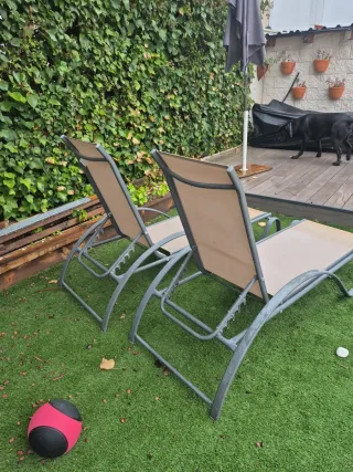 2 Tumbonas Beige y Gris