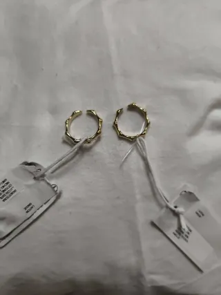 Anillos Dorados Ajustables Estilo Bambú