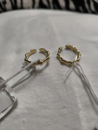 Anillos Dorados Ajustables Estilo Bambú