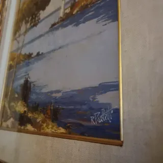 Dipinto olio su tavola paesaggio marino