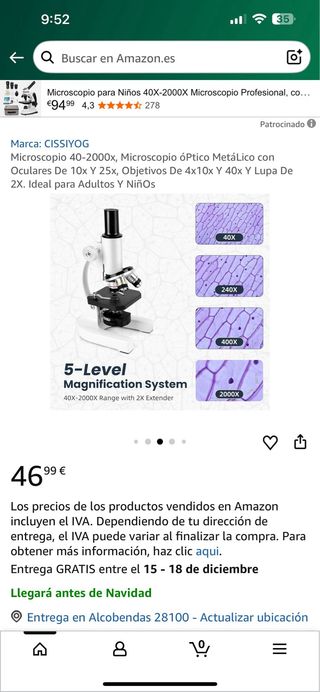 Microscopio Metálico 40-2000x