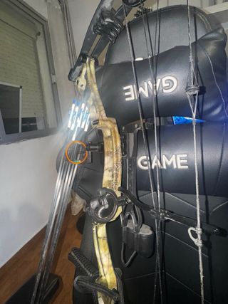 Arco de poleas con flechas y protector