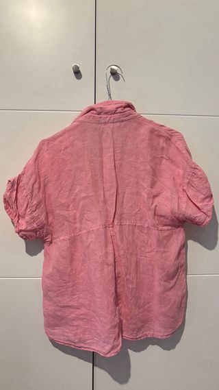 Camisa Zara Lino Rosa Talla M y top anchito azul