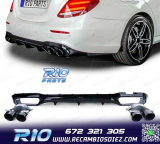 DIFUSOR MERCEDES CLASE E W213 SEDAN 16-19 LOOK AMG E53 NEGRO