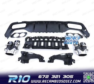 DIFUSOR MERCEDES CLASE E W213 SEDAN 16-19 LOOK AMG E53 NEGRO