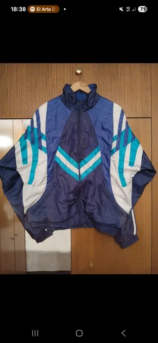 Chaqueta Adidas Vintage Azul y Blanca