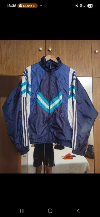 Chaqueta Adidas Vintage Azul y Blanca