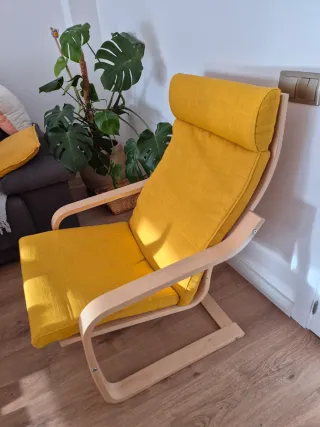 Butaca Poäng Ikea Tela Madera Amarilla