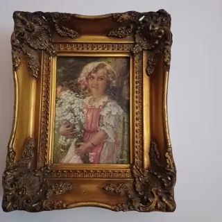 Stampa F.Boucher: Bambina con fiori