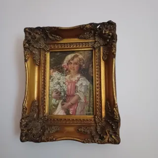 Stampa F.Boucher: Bambina con fiori