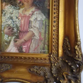 Stampa F.Boucher: Bambina con fiori